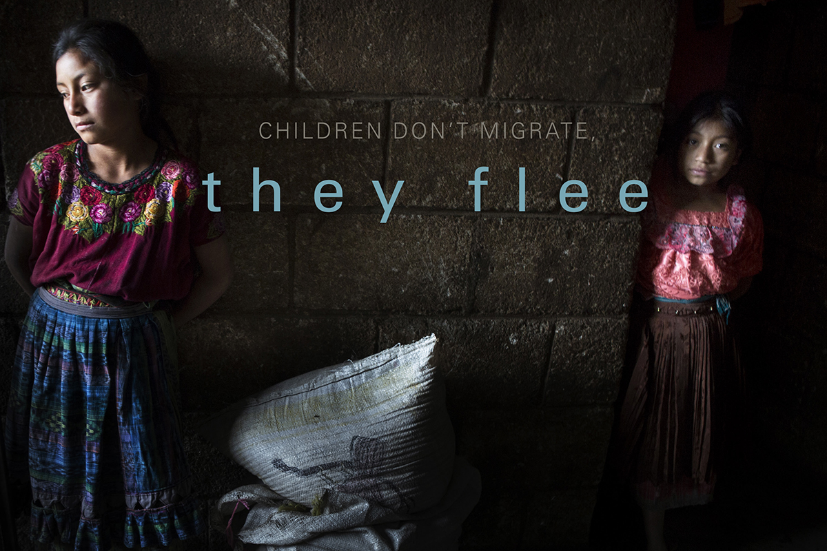 Romina Alonso Lorenzo, 12, left, and Isabel Alonso Lorenzo, eight, at their aunt’s home in Concepcion Chiquirichapa in Quetzaltenango, Guatemala, in August 2014. Romina and Isabel are two of four orphan sisters; their 14-year old sister has recently fled to the United States where she works to help support their family. The other sisters live with their aunt in a crowded two-room home. Photo by Katie Orlinsky.